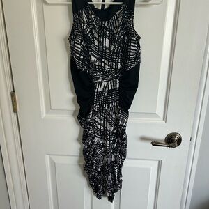BCBGMaxAzria Black and White Asymmetrical Dress